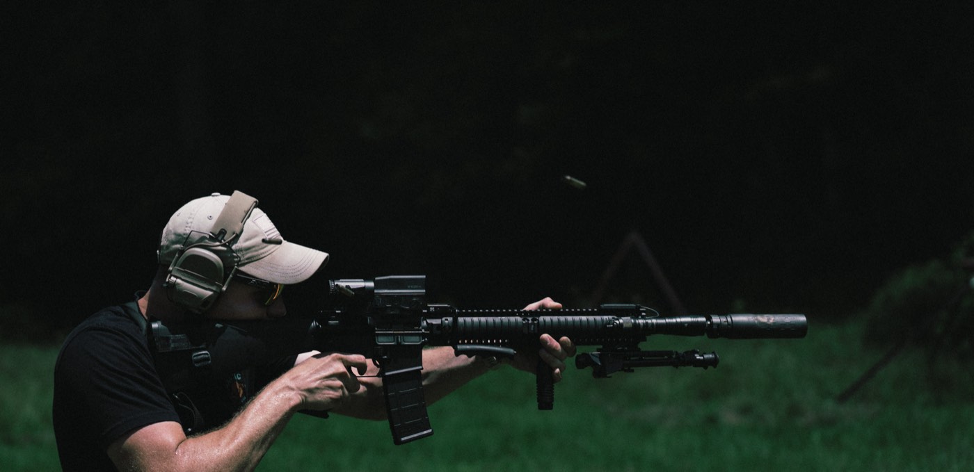 Low-light frame of an AR-15 being fired